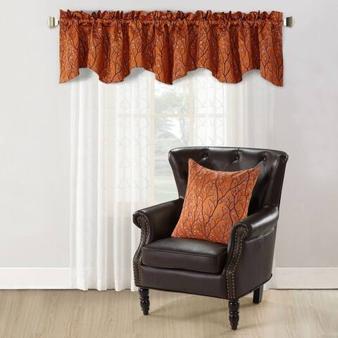 Hoorn Jacquard Valance and Pillow Sham 2-piece Set with Branch Pattern
