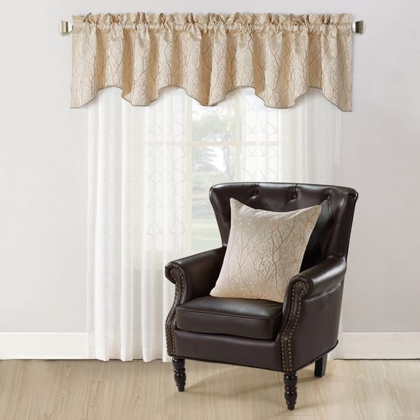 slide 1 of 21, Hoorn Jacquard Valance and Pillow Sham 2-piece Set with Branch Pattern Oatmeal