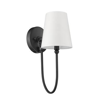 Simple Rustic 1-Light Black Wall Sconce with Shade