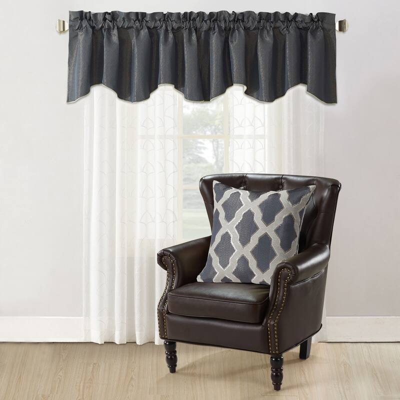Hoorn Jacquard Valance and Pillow Sham 2-piece Set with Safi Pattern - Charcoal