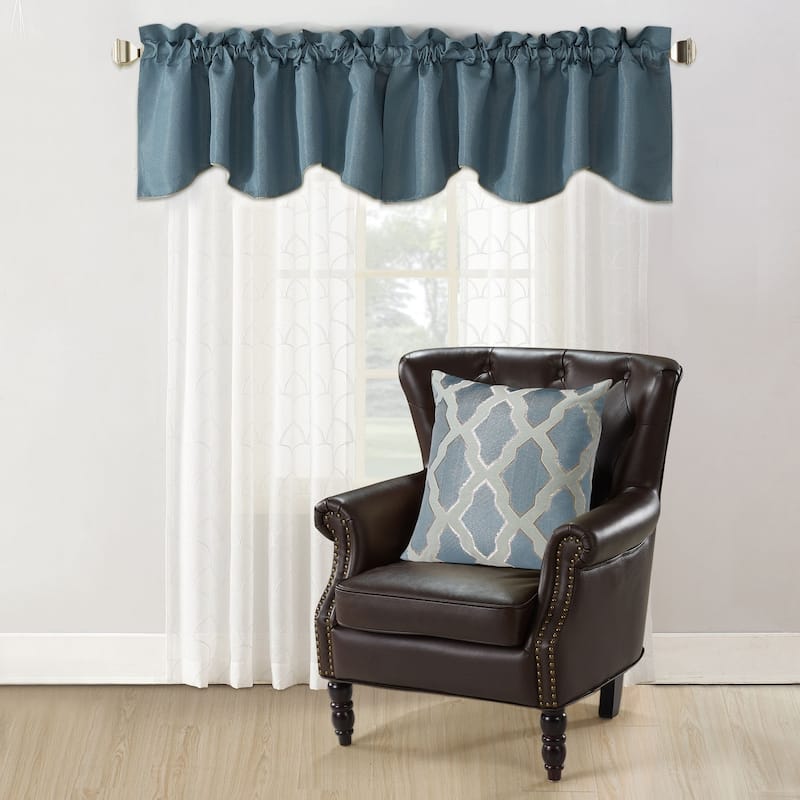 Hoorn Jacquard Valance and Pillow Sham 2-piece Set with Safi Pattern - Blue