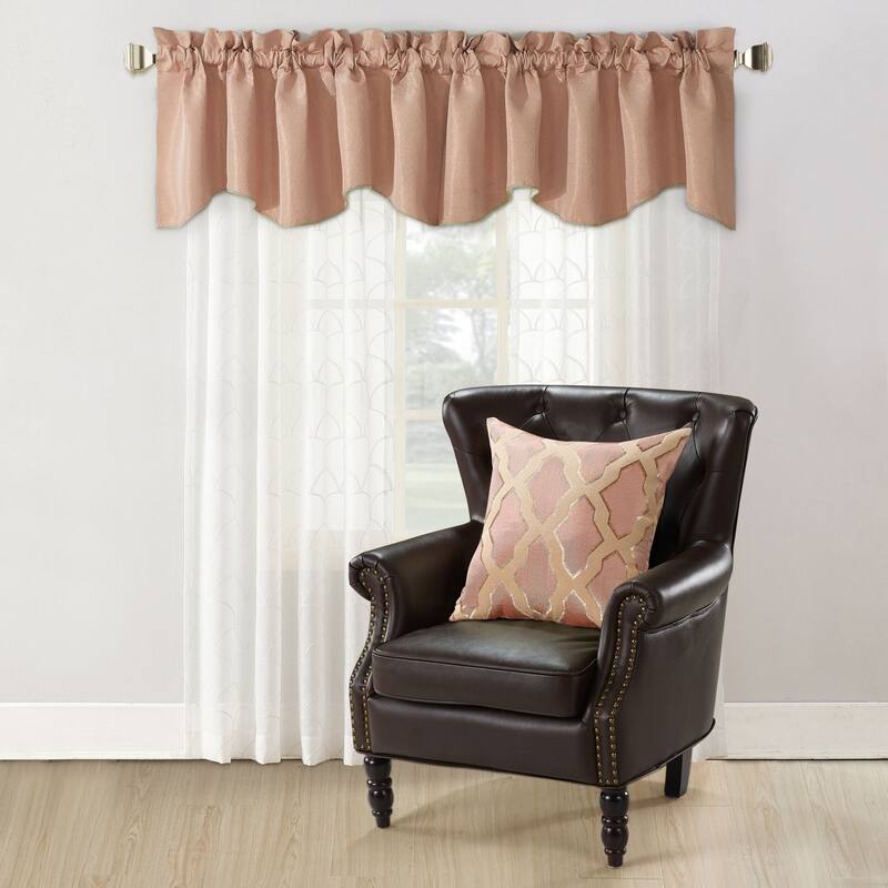 Hoorn Jacquard Valance and Pillow Sham 2-piece Set with Safi Pattern - Rose