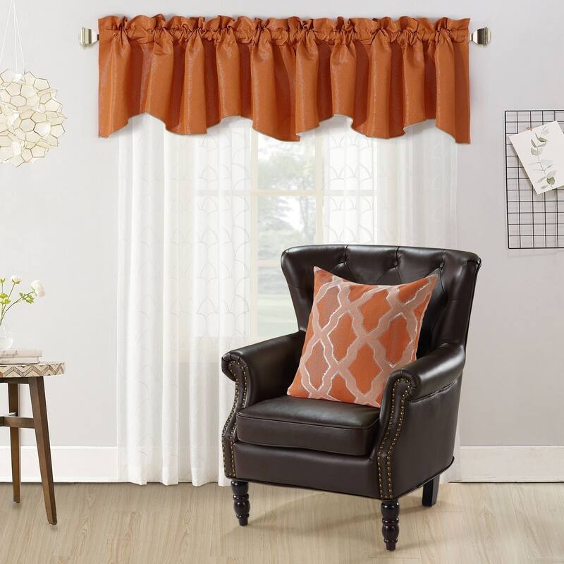 Hoorn Jacquard Valance and Pillow Sham 2-piece Set with Safi Pattern - Burnt Orange