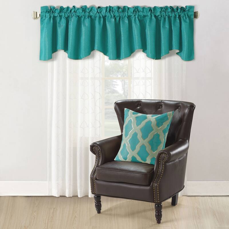 Hoorn Jacquard Valance and Pillow Sham 2-piece Set with Safi Pattern - Deep Teal