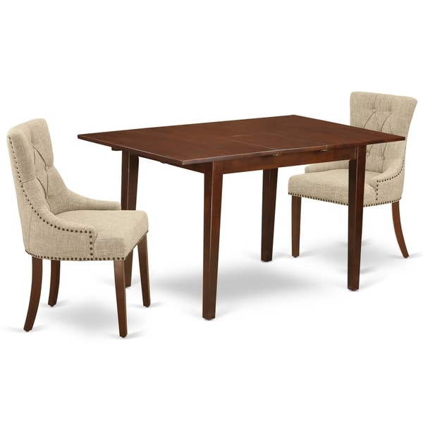 Rectangle Table and Parson Chairs in Doeskin Linen Fabric (Number of Chairs Option)
