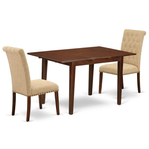 Rectangle Table and Parson Chairs in Light Fawn Linen Fabric (Number of Chairs Option)