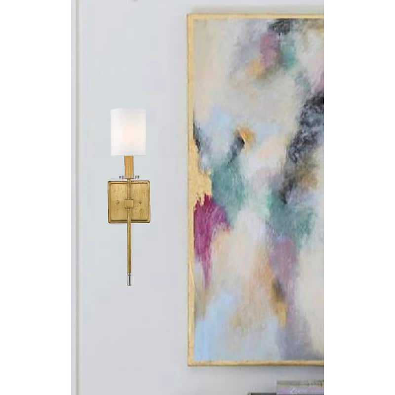 Dressy Glam 1-Light Wall Sconce with Modern Shade in Antique Gold