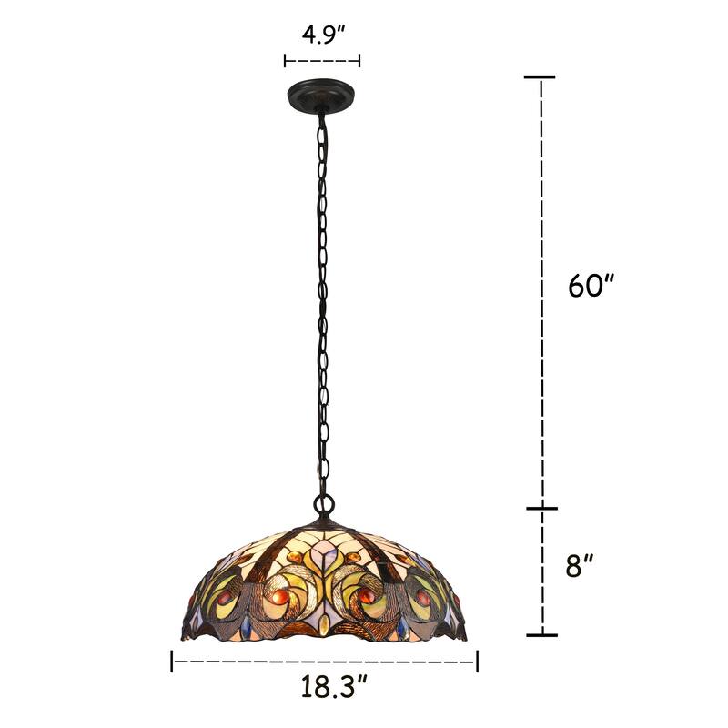 Gracewood Hollow Kabamba 2-light Dark Bronze Hanging Pendant with Multicolored Stained Glass Dome Shade