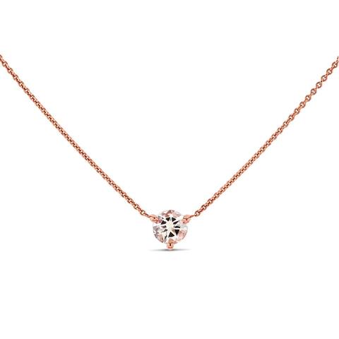Annello by Kobelli 14k Gold 1/2ct Morganite Solitaire 3-Prong Necklace