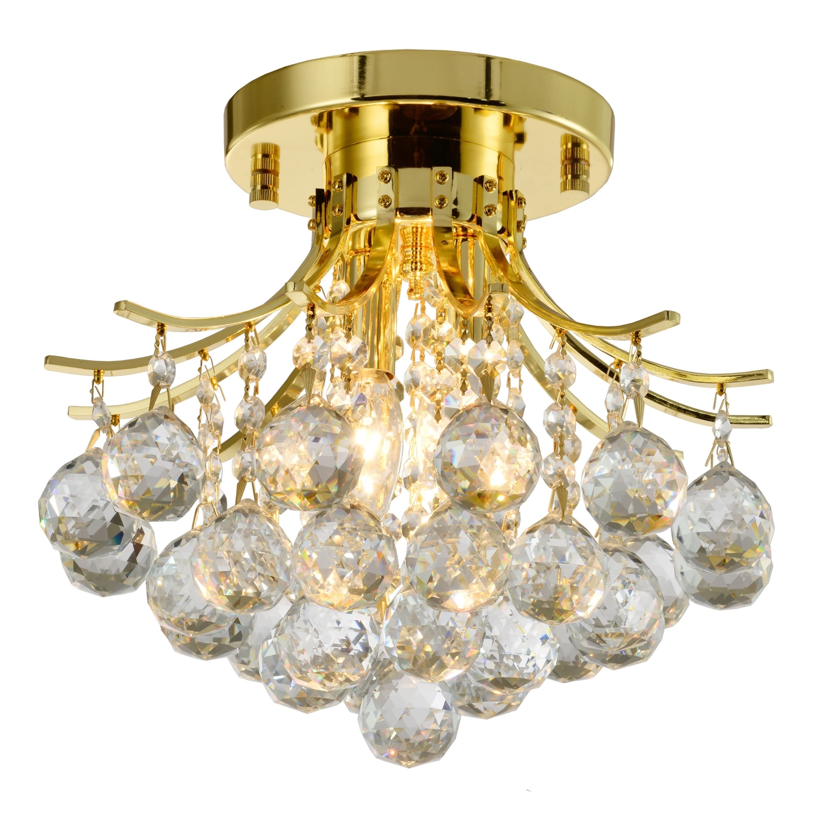 Shop French Empire 2 Light 12 In Gold Crystal Flush Mount Ceiling