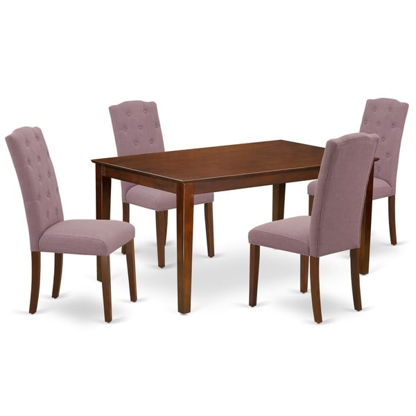 Rectangle Table and Parson Chairs in Dahlia Linen Fabric (Number of Chairs and bench Option)