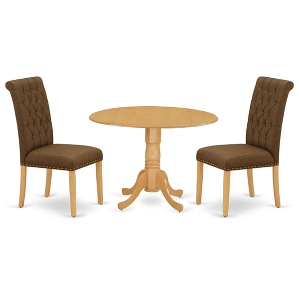 Round Small Table And Parson Chairs In Dark Coffee Linen Parson Chairs In Dark Coffee Linen