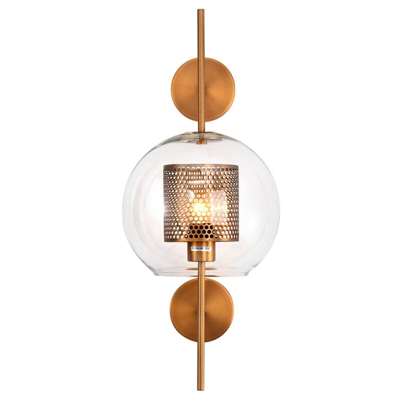Ninakaren Metallic Gold and Glass Wall Sconce