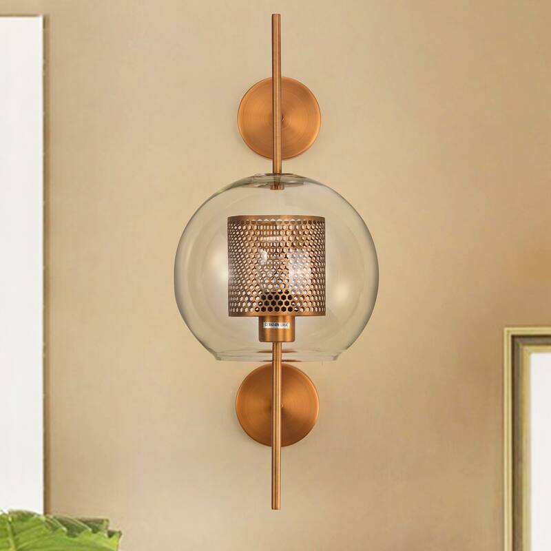 Ninakaren Metallic Gold and Glass Wall Sconce