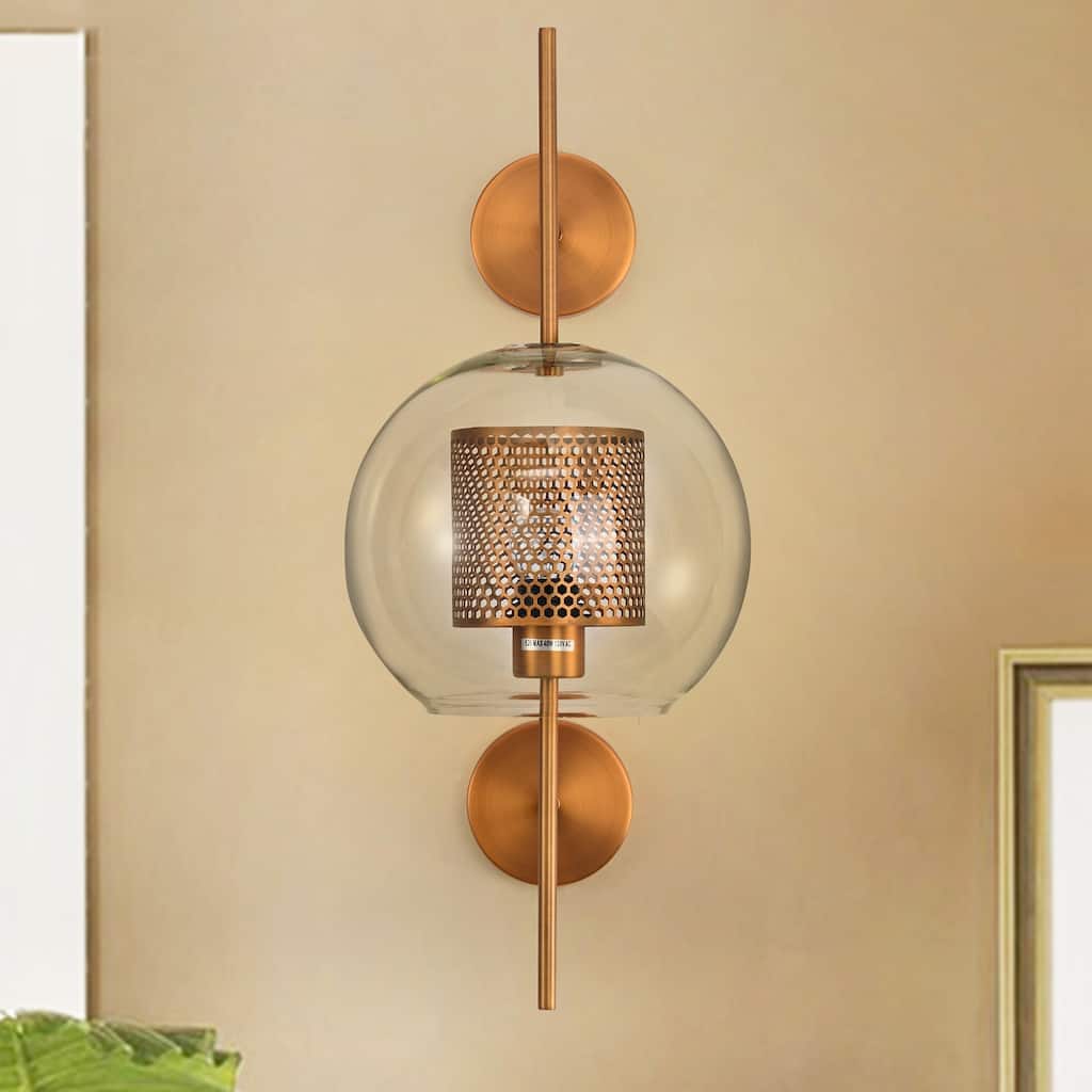 Ninakaren Metallic Gold and Glass Wall Sconce