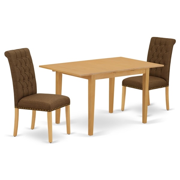 Rectangle Table and Parson Chairs in Dark Coffee Linen Fabric (Number of Chairs Option)