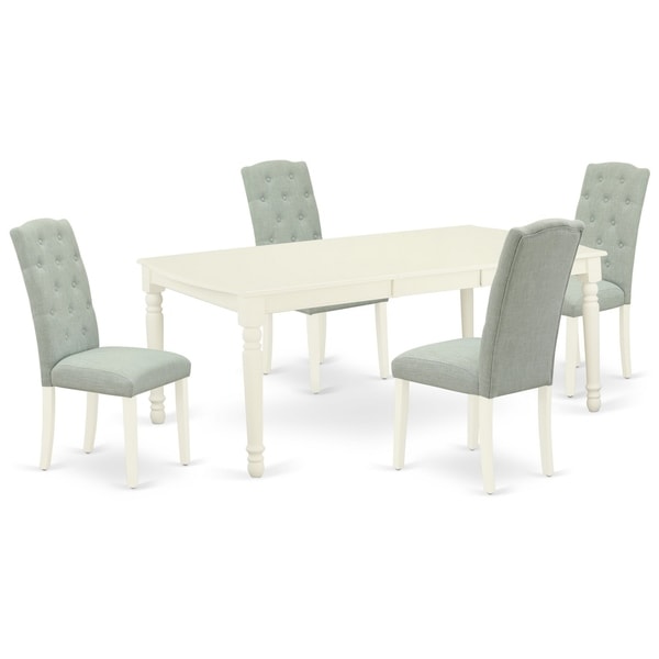Rectangle Table and Parson Chairs in Baby Blue Linen Fabric (Number of Chairs and bench Option)