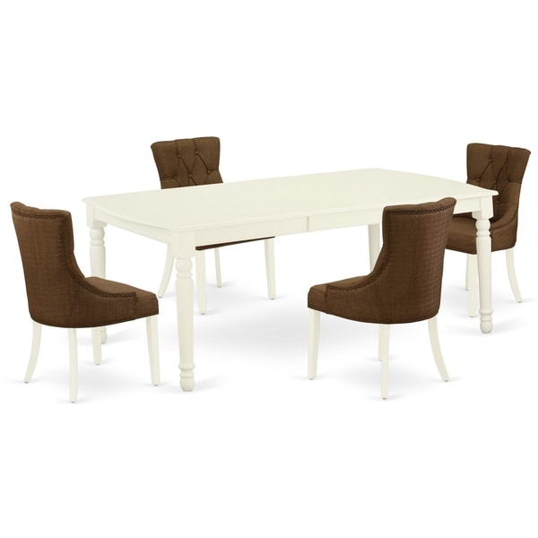 Rectangle Table and Parson Chairs in Dark Coffee Linen Fabric (Number of Chairs and bench Option)