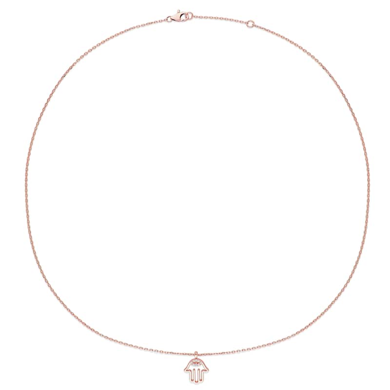 Miadora 14k Rose Gold Diamond Accent Evil Eye Hamsa Necklace