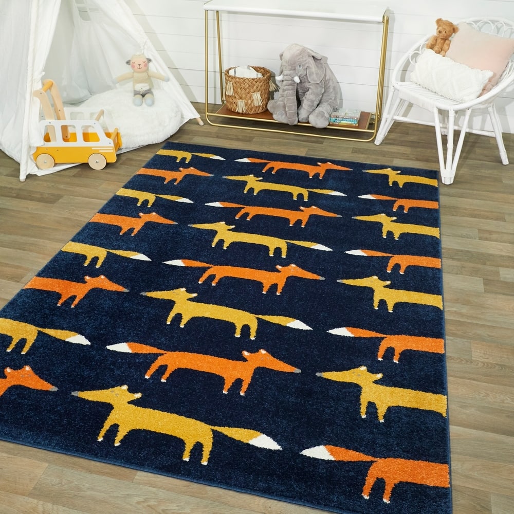 Mod-Tod Happy Fox Kids Area Rug