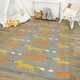 preview thumbnail 3 of 11, Mod-Tod Happy Fox Kids Area Rug 3'11" x 5'7" - Grey