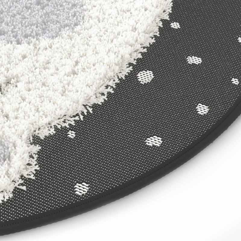 Mod-Tod Polar Bear Round Shag Kids Rug Animal Theme