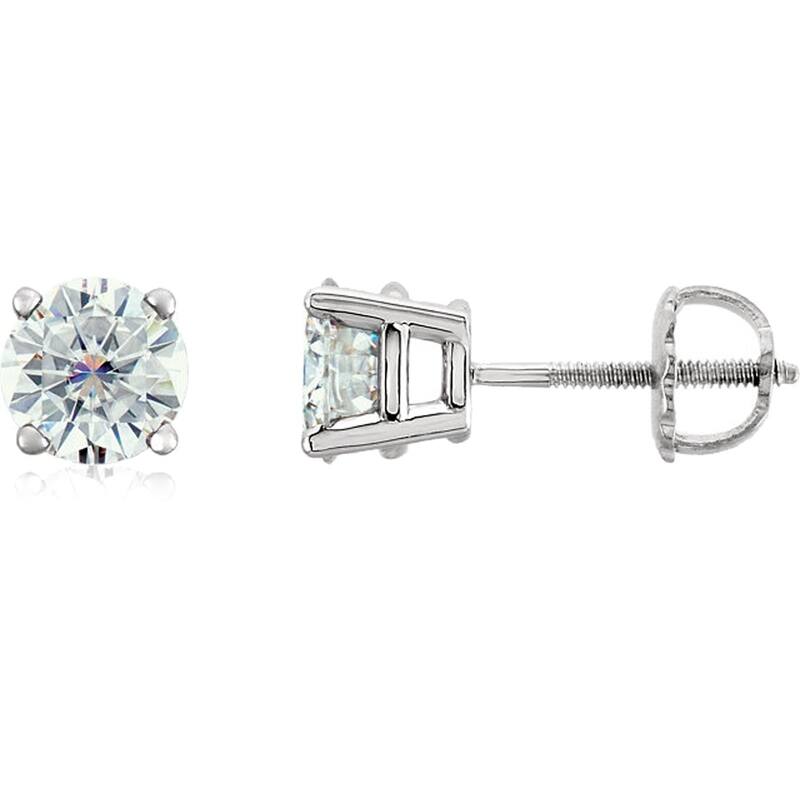 2 Ct Platinum Moissanite Screw Back Studs 6mm