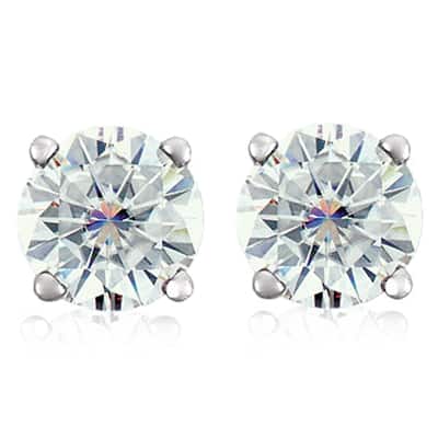 2 Ct Platinum Moissanite Screw Back Studs 6mm