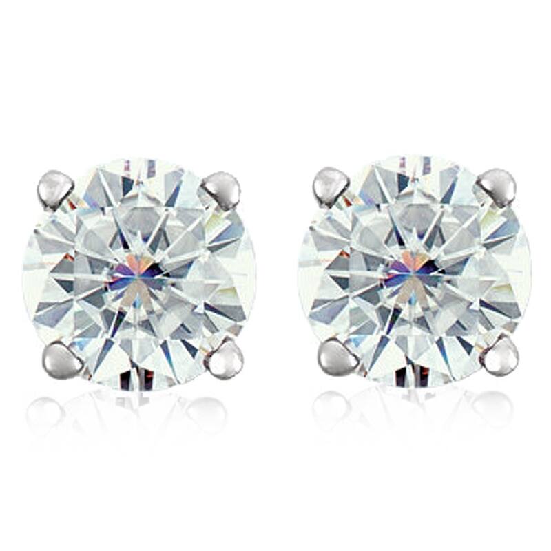 2 Ct Platinum Moissanite Screw Back Studs 6mm