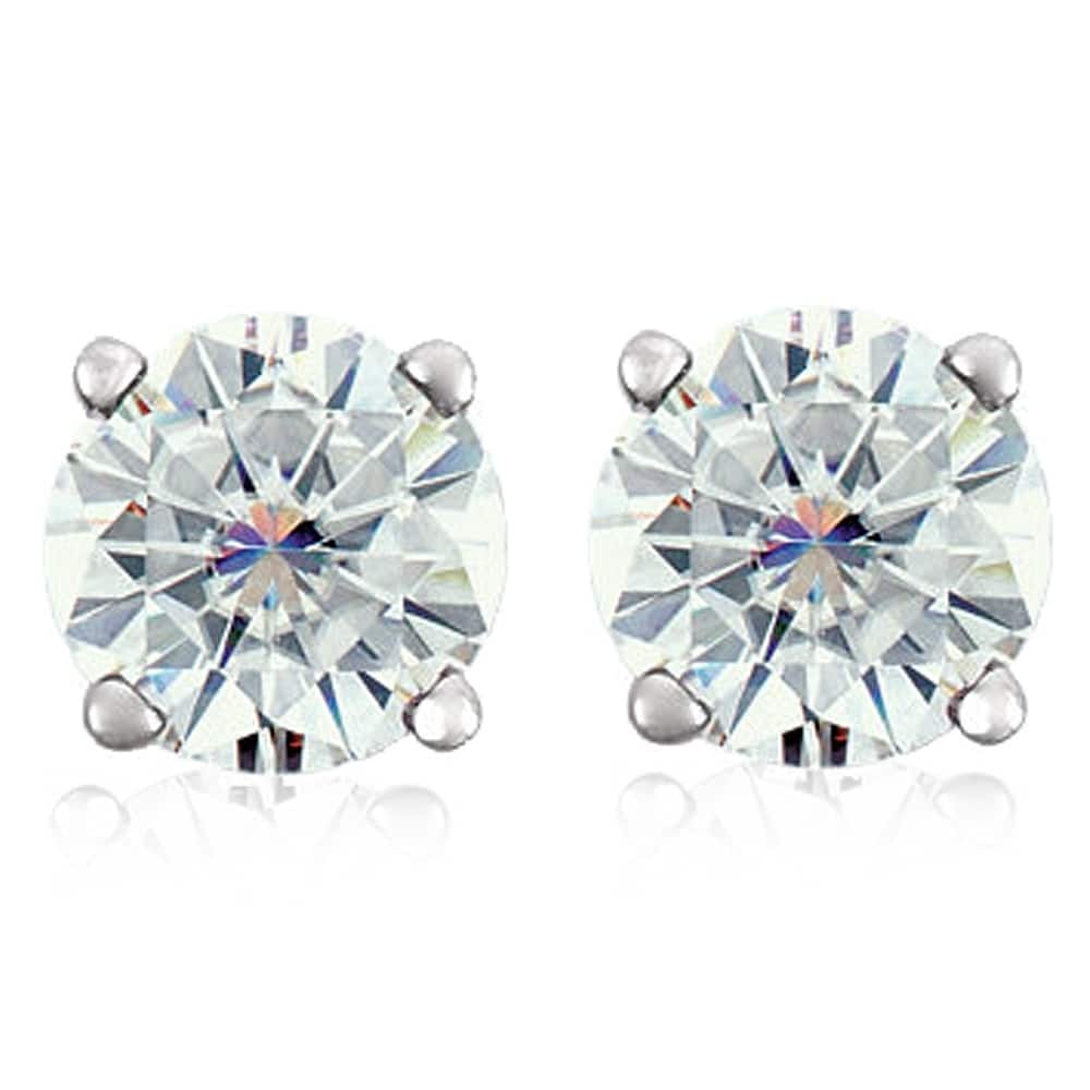 2 Ct Platinum Moissanite Screw Back Studs 6mm