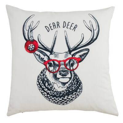 Throw Pillow With Christmas Hipster Reindeer Design