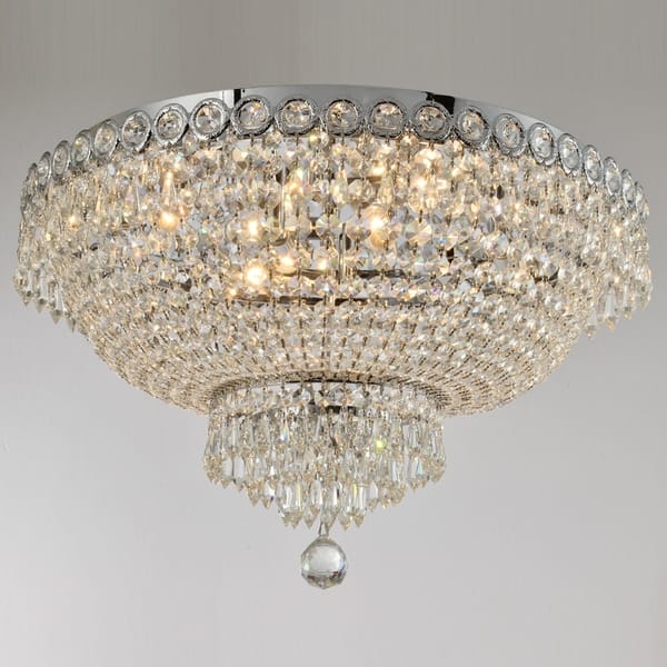 Shop French Empire 6 Light 20 In Chrome Finish Crystal Flush