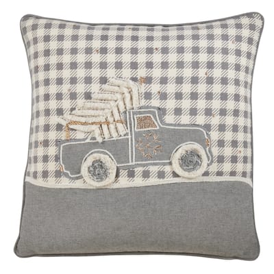 Cotton Pillow With Christmas Truck Design