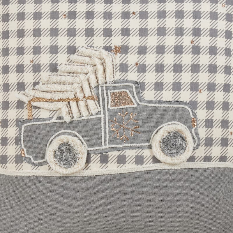 Cotton Pillow With Christmas Truck Design
