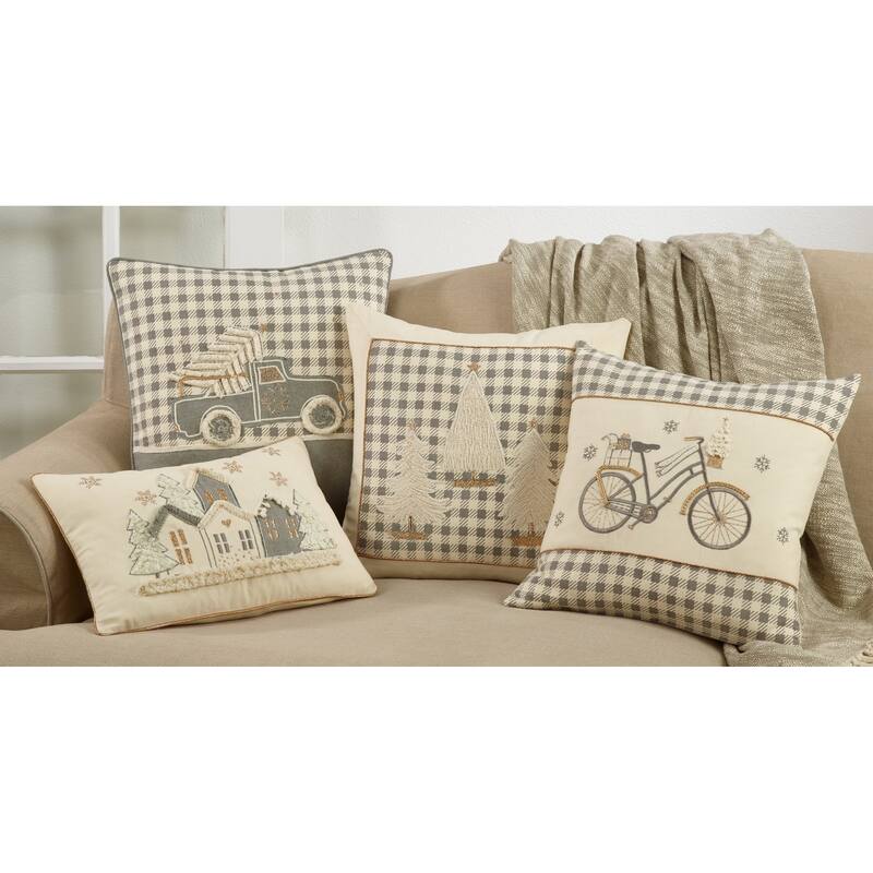 Cotton Pillow With Christmas Truck Design