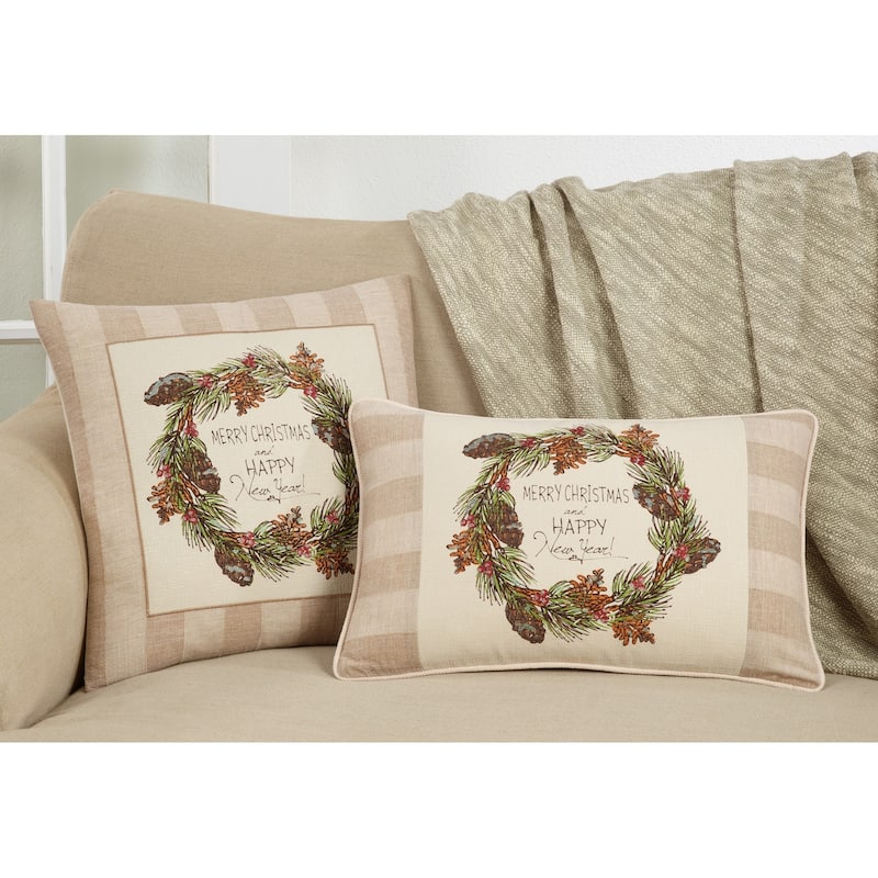 Throw Pillow With Merry Christmas & Happy New Year Design