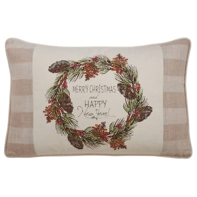 Throw Pillow With Merry Christmas & Happy New Year Design