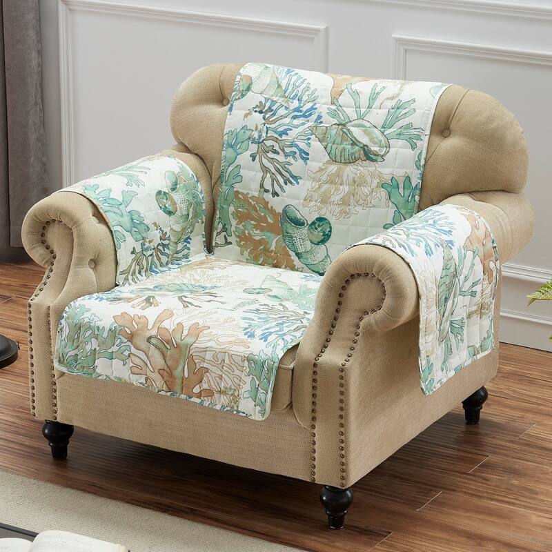 Porch & Den Gwinn Green Arm Chair Protector - Armchair