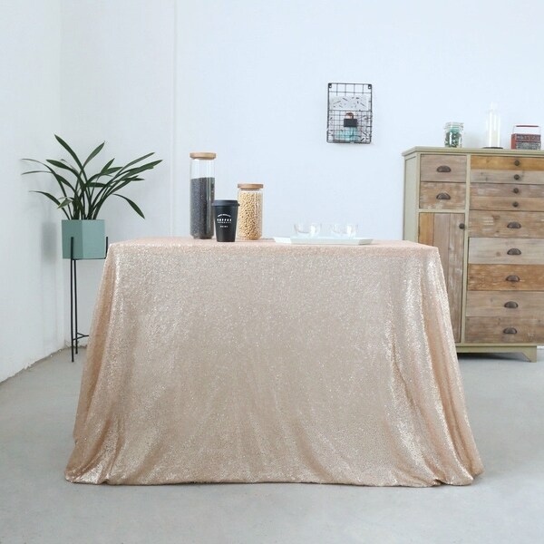 Sparkly Sequin Tablecloth 60'' x 120'' Champagne