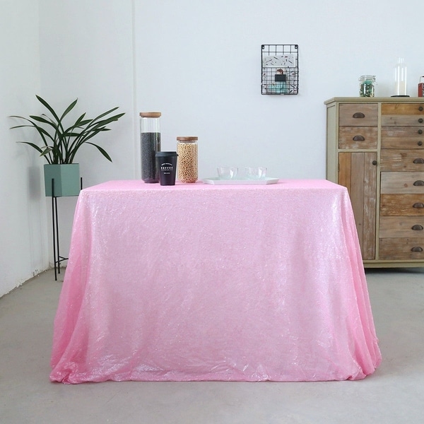 Sparkly Sequin Tablecloth 60'' x 120'' Blush Pink