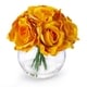 preview thumbnail 5 of 4, Enova Home Artificial 7 Heads Large Silk Roses Fake Flowers Arrangement in Clear Glass Vase with Faux Water for Home Decoration