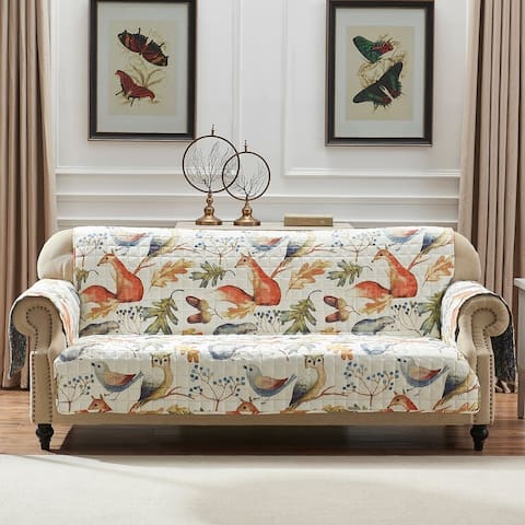 Porch & Den Morilon Forest Wildlife Reversible Sofa Protector - 127 x 77 inches