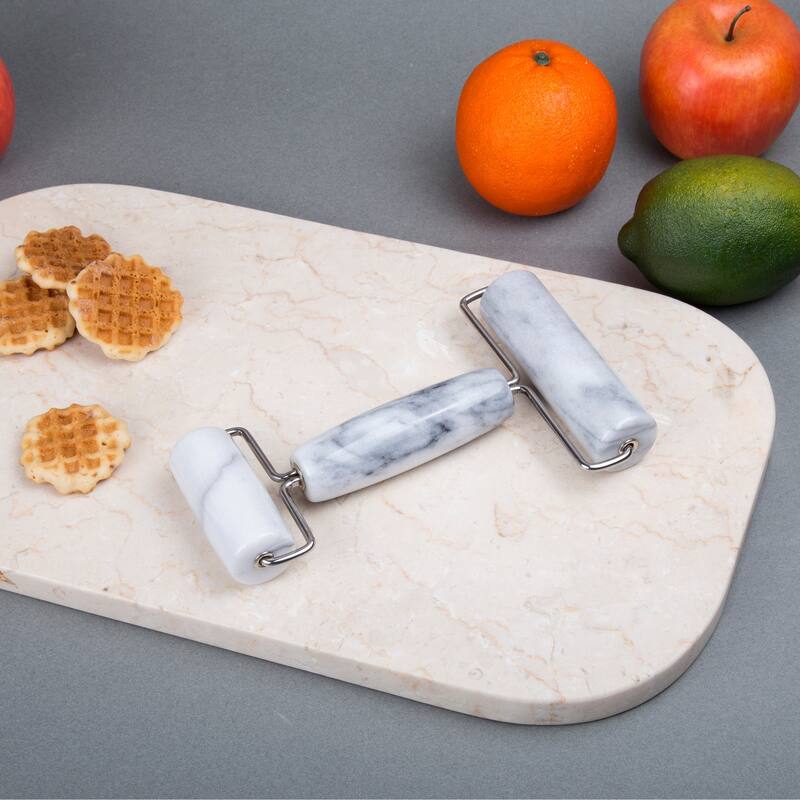 Creative Home White Marble Double Pastry Pie Roller