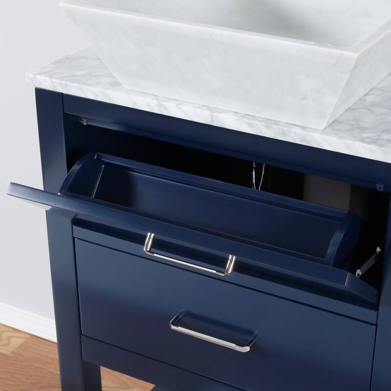 Santa Monica 36" Freestanding Vanity with Ceramic Top in Navy