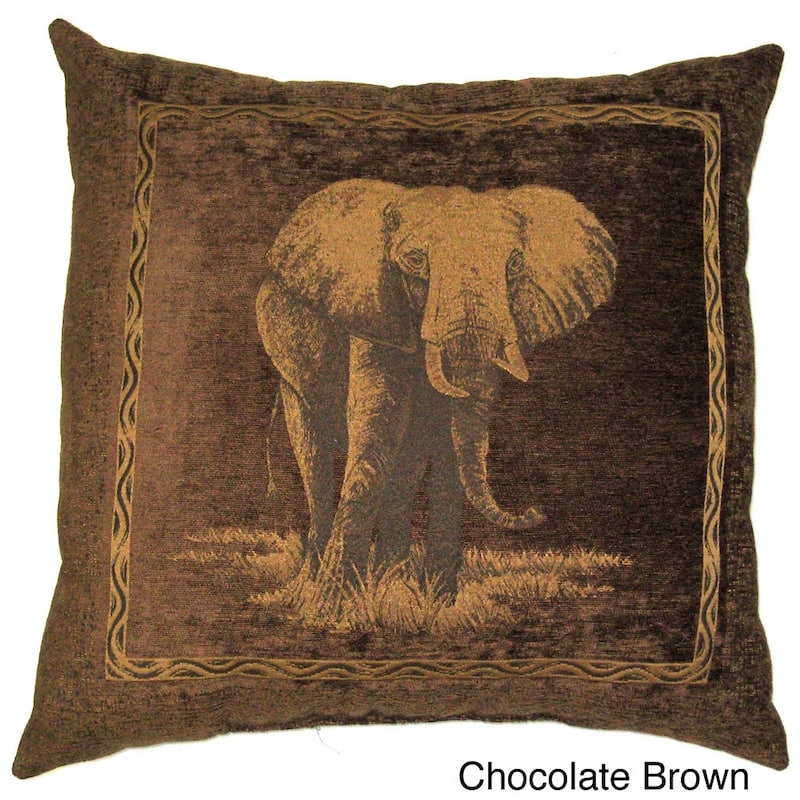 Blazing Needles 25-inch Premium Chenille Elephant Pillow - Chocolate Brown