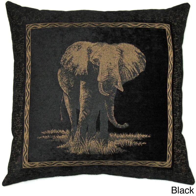 Blazing Needles 25-inch Premium Chenille Elephant Pillow - Black