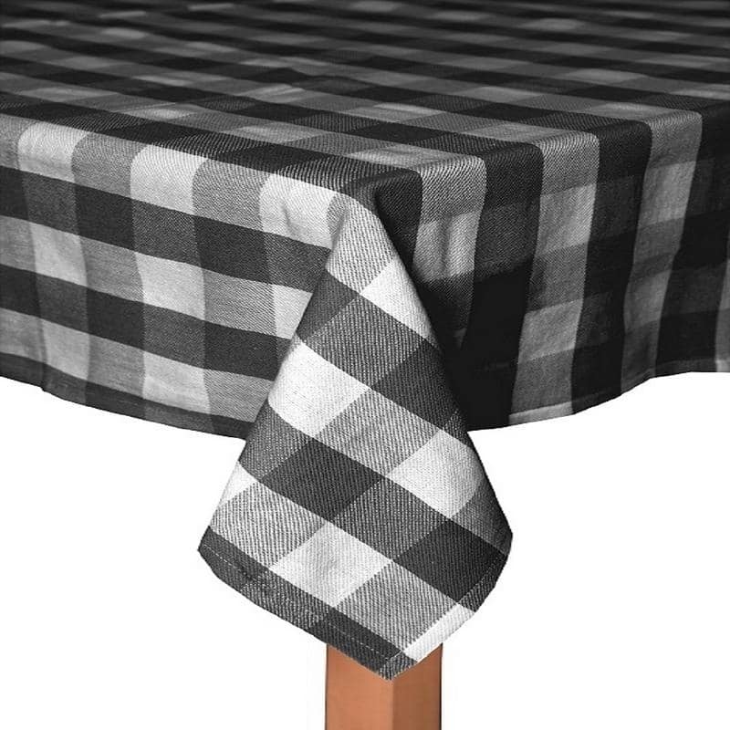 Farm Check 100 Cotton Table Cloth - 70 Round - Black