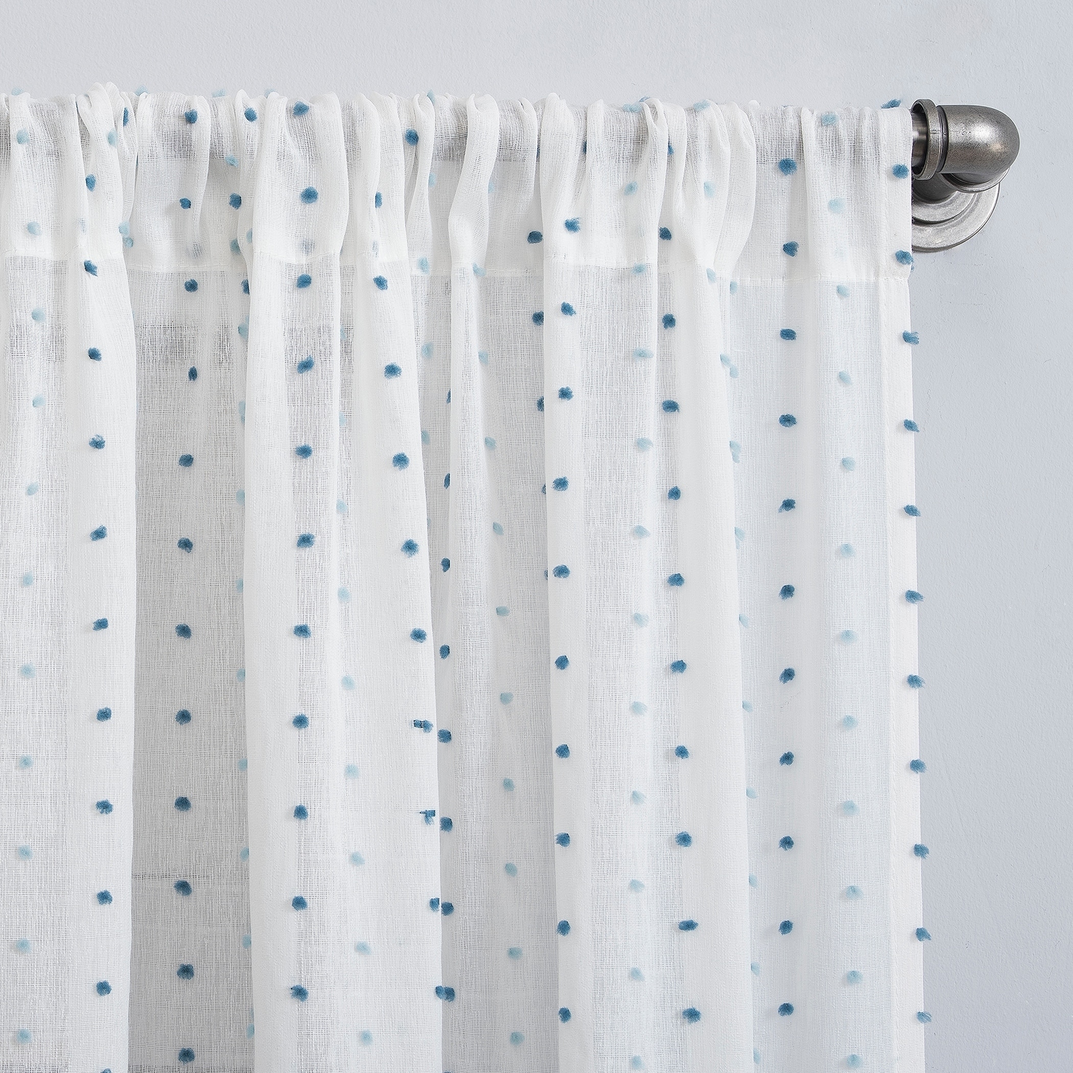 No 918 Petani Clipped Swiss Dots Semi Sheer Rod Pocket Curtain Panel