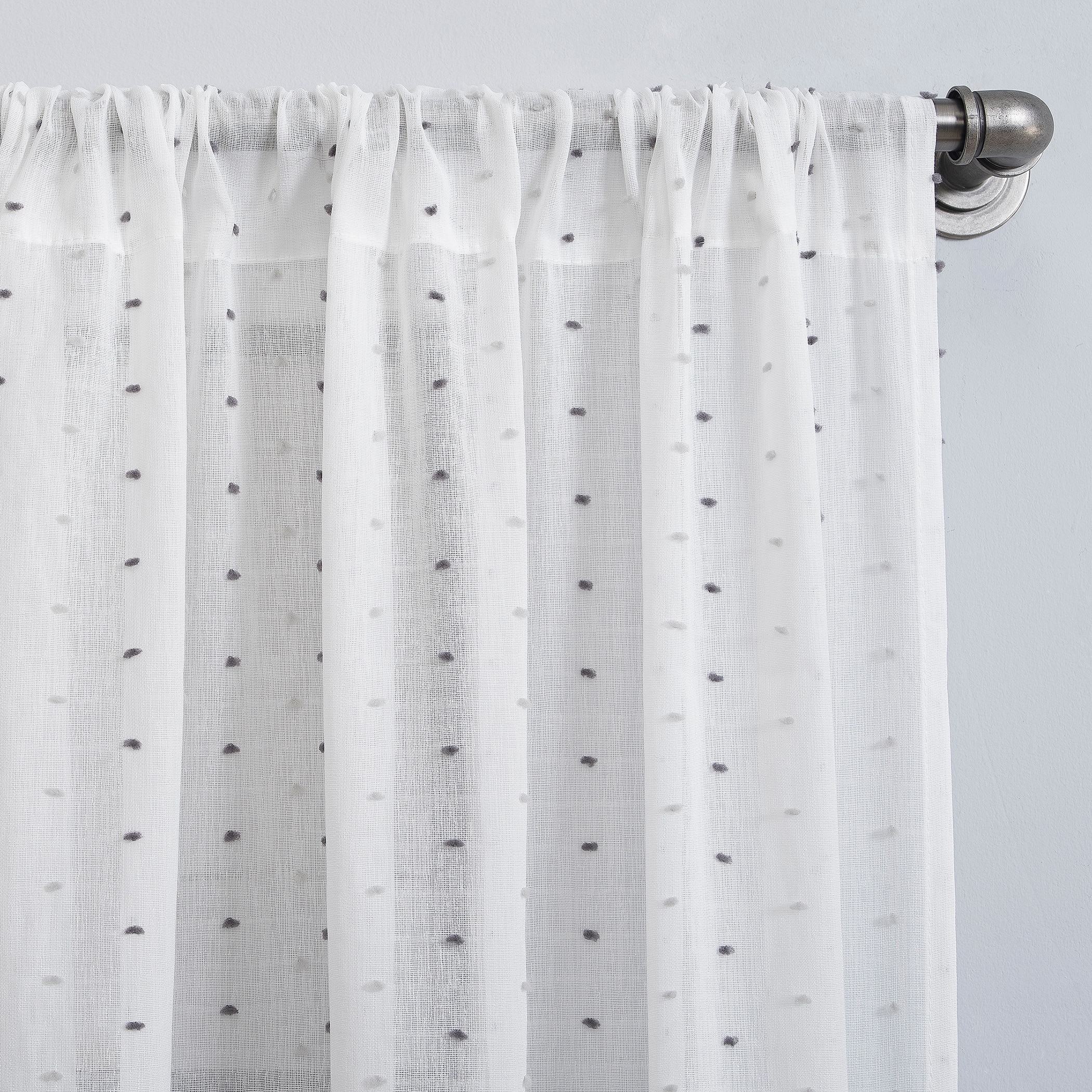 No 918 Petani Clipped Swiss Dots Semi Sheer Rod Pocket Curtain Panel