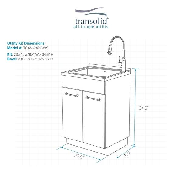 Shop Transolid Tcam 2420 Ws 24 In X 20 In X 34 6 Laundry Sink